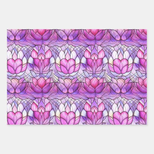 Elegant Iridescent Pink Faux Glas in lood Patroon Inpakpapier Vel (Voorkant)