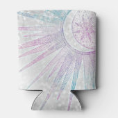 Elegant Iridescent Sun Moon Mandala Silver Design Blikjeskoeler (Achterkant)