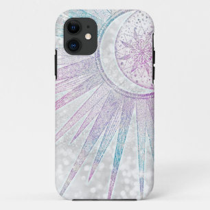 Elegant Iridescent Sun Moon Mandala Silver Design iPhone 11 Hoesje