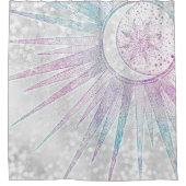 Elegant Iridescent Sun Moon Mandala Silver Design Douchegordijn (Voorkant)