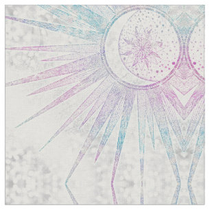 Elegant Iridescent Sun Moon Mandala Silver Design Stof