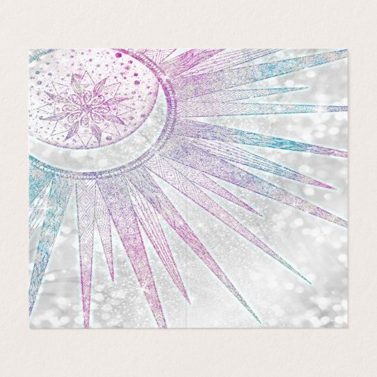 Elegant Iridescent Sun Moon Mandala Silver Design Visitekaartjes (Buitenkant ongevouwen)