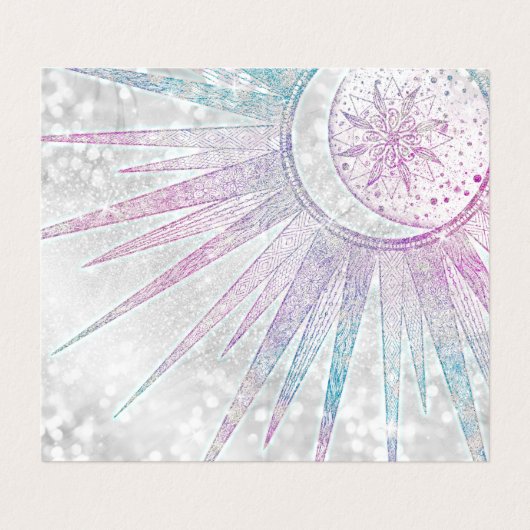 Elegant Iridescent Sun Moon Mandala Silver Design Visitekaartjes (Binnenkant ongevouwen)