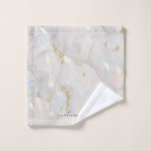 Élégant Iridescente Opal Gemstone Marble Chic (Gant de toilette)