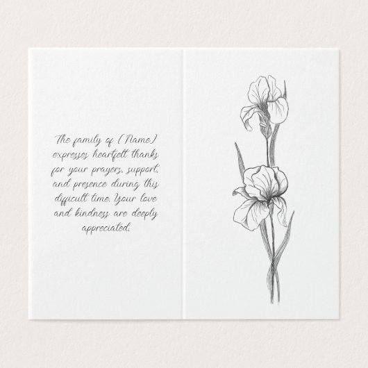 Elegant Iris begrafenis orde van dienst programma (Buitenkant ongevouwen)