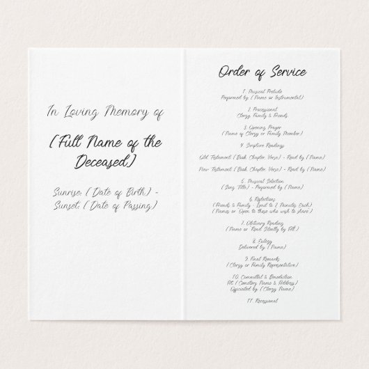 Elegant Iris begrafenis orde van dienst programma (Binnenkant ongevouwen)