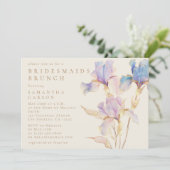 Elegant Iris Bloemen Waterverf Bruidsmeisjes Brunc Kaart (Staand voorkant)