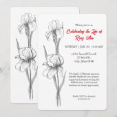 Elegant Iris "Celebrating the Life" Funeral Kaart (Voorkant / Achterkant)