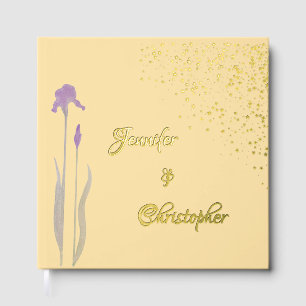 Élégant Iris Mariage Aquarelle Or et Violet Pâle