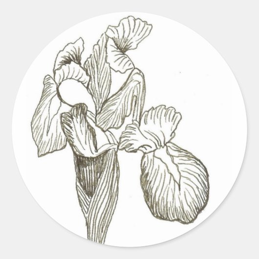 Elegant Iris Ronde Sticker (Voorkant)