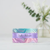 Elegant iriserend en Paarse Folie Visitekaartje Kortingskaartje (Staand voorkant)