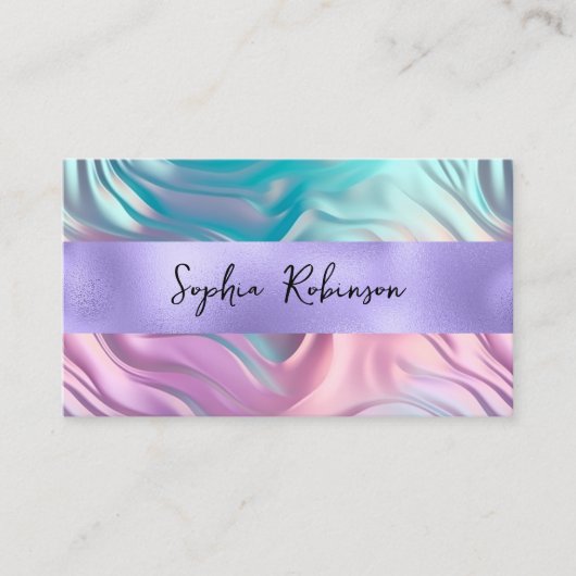 Elegant iriserend en Paarse Folie Visitekaartje Kortingskaartje (Voorkant)