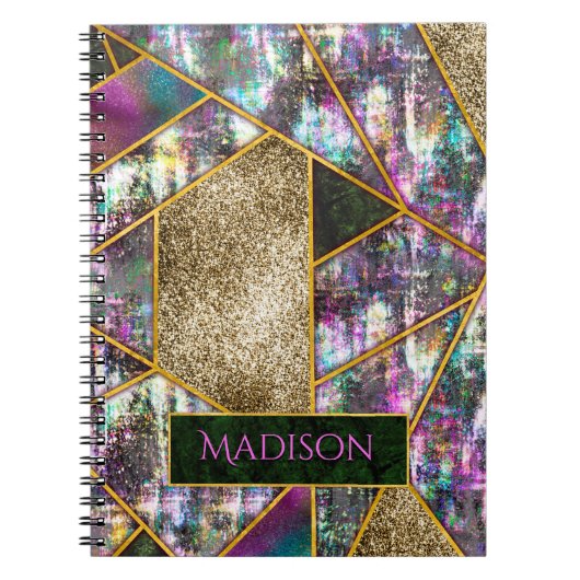 Elegant iriserend meisjesachtig geometrisch schets notitieboek (Voorkant)