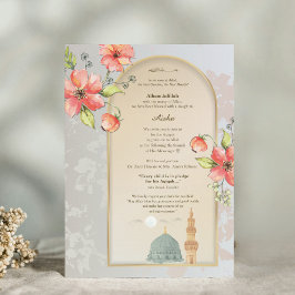 Elegant Islamic Aqiqah Birth Announcement Card Kaart
