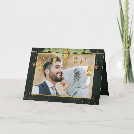 Elegant Islamic Eid Mubarak Fotokaart Bedankkaart (Voorkant)