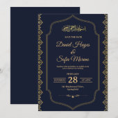 Elegant Islamic Muslim Wedding Invitation Kaart (Voorkant / Achterkant)