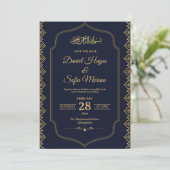 Elegant Islamic Muslim Wedding Invitation Kaart (Staand voorkant)