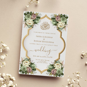 Elegant Islamitisch Bloemen Bruiloft Kaart
