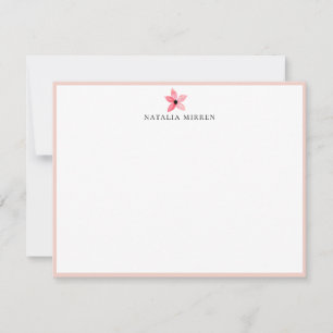 Elegant Island Pink Botanical Flower Notitiekaartje