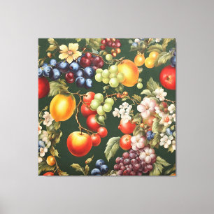 Elegant Italiaans design met bloemen en fruit Canvas Afdruk