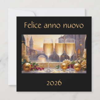 Elegant Italian New Year Black Holiday Card Feestdagenkaart