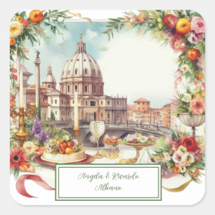 Elegant Italië, uitnodiging voor diner in Florence Vierkante Sticker