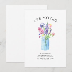 Elegant Ive Moved Waterverf Floral Moving Aankondiging