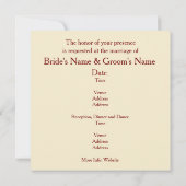 Élégant ivoire avec Faire-part de mariage de Roses (Dos)