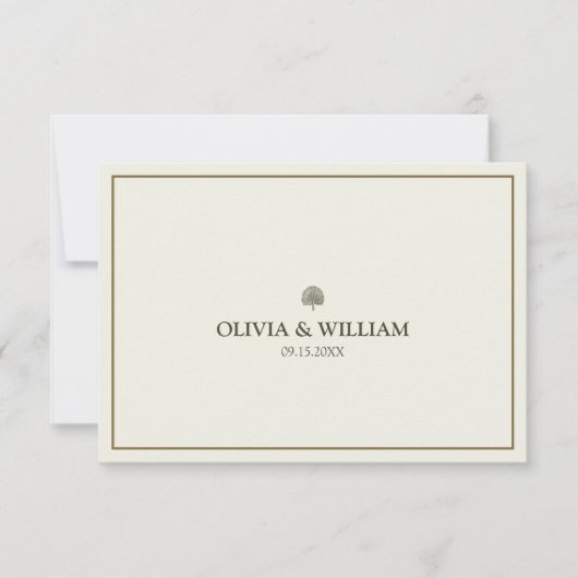 Elégant ivoire et mariage or RSVP Enclôture Card (Devant)