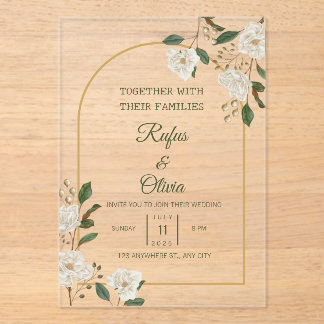 Elégant ivoire Floral Arch Mariage Invitation