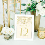 Élégant Ivoire Gold Vintage Glamor Mariage<br><div class="desc">Chaque carte de numéro de table doit être customisée et ajoutée individuellement au panier. Elégant design vintage glam doux blanc / ivoire et champagne or comprend une bordure décorative ornée avec l'apparence texturée brillant or brillant et monogramme mariage qui apparaît avec le numéro de table sur les deux côtés de...</div>