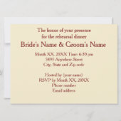 Élégant ivoire Jaune Roses Répétition Dîner Carte  (Dos)