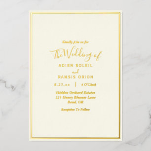 Elégant Ivoire Mariage Gold Foil Invitation