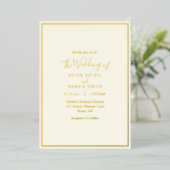 Elégant Ivoire Mariage Gold Foil Invitation (Debout devant)