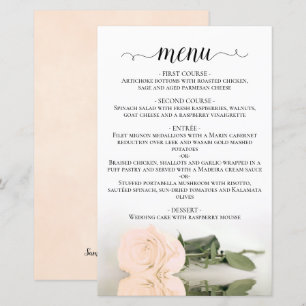 Elégant ivoire Pêche Rose Budget Mariage Menu