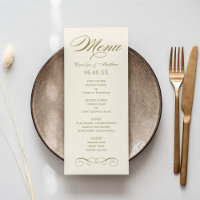 Elegant Ivoor Antiek Goud Krul Bruiloftsmonogram