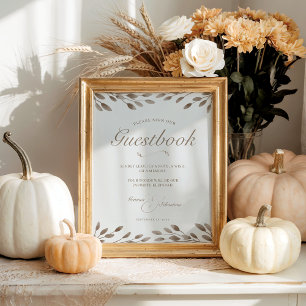 Elegant Ivoor & Ash Fall Wedding Guestbook Print