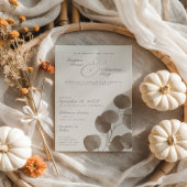 Elegant Ivoor & Ash Herfst Botanische bruiloft Kaart