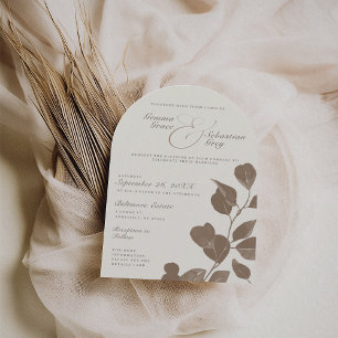 Elegant Ivoor & Ash Herfst Botanische Trouwboog Kaart