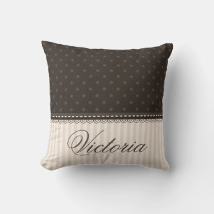 Elegant Ivoor Beige Bruin Polka Dots Custom Design Kussen