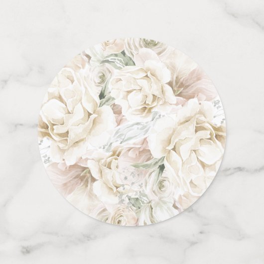 Elegant ivoor bloemenmonogram bruiloft Confetti (Medium achterkant)