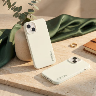 Elegant Ivoor Bosgroen Minimalistisch ROULIV Case-Mate iPhone 14 Hoesje