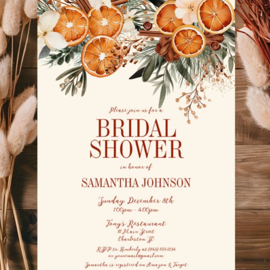 Elegant ivoor citrus bloemig Vrijgezellenfeest Kaart