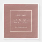 Elegant Ivoor Donkerperzik Frame Typografie Bruilo Servet (Voorkant)