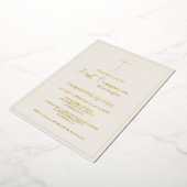 Elegant Ivoor en Goud Eerste Heilige Communie Folie Uitnodiging (Gedraaid)