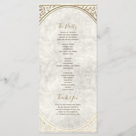 Elegant Ivoor en Gouden Bruiloft Programma (Achterkant)