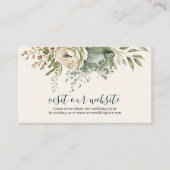 Elegant Ivoor en Sage Bloemen Bruiloft Website Informatiekaartje (Voorkant)