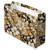 Elegant ivoor en zwart; bloemenpapier groot cadeauzakje (Achterkant Gekanteld)