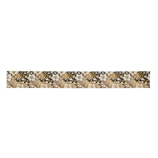 Elegant ivoor en zwarte bloemen lint (Voorkant)