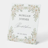 elegant ivoor floral bridal reclamebord met voetstuk (Voorkant)